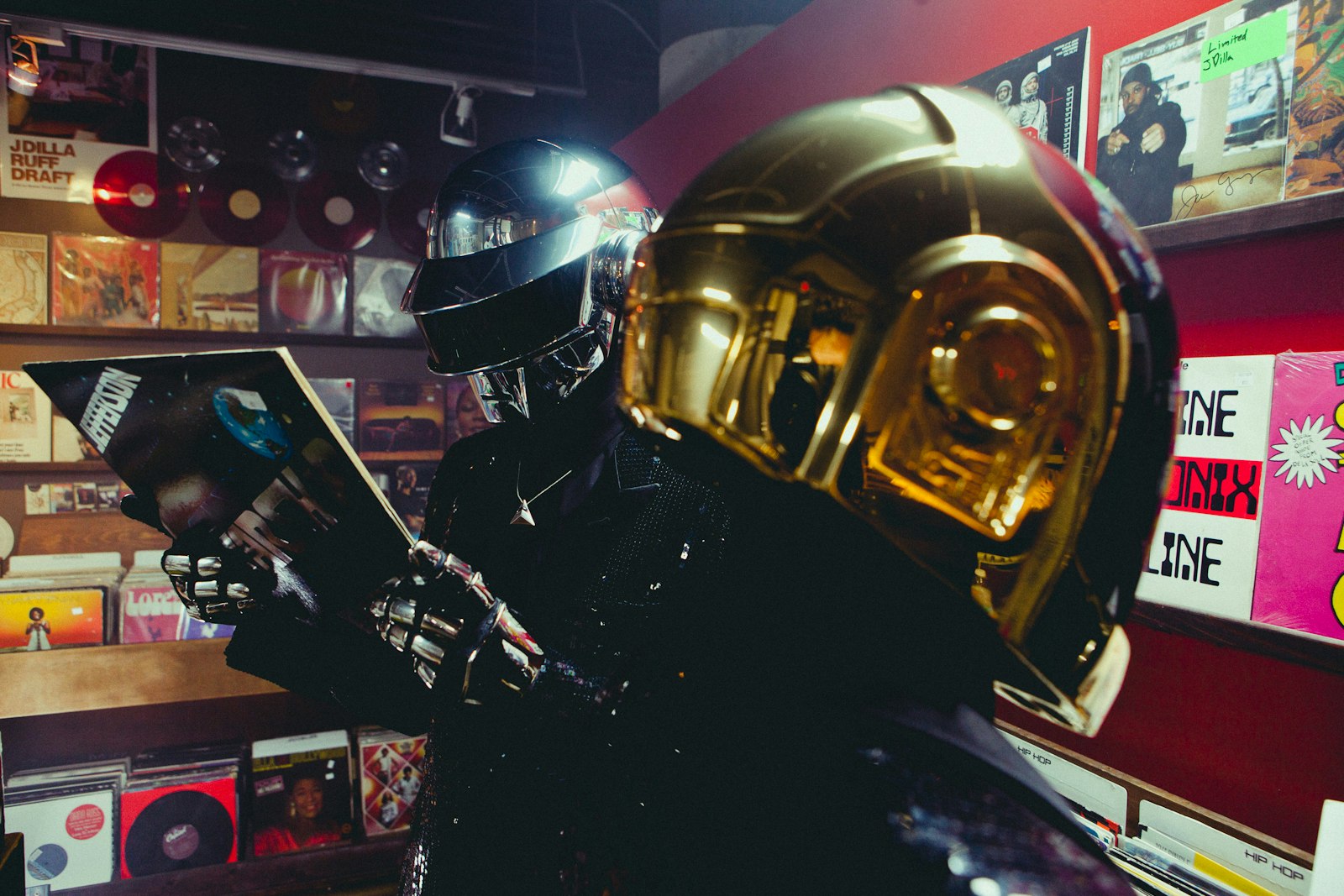 Daft Punk at Artform Studio, L.A. Photo by Nabil Elderkin with Warren Fu.